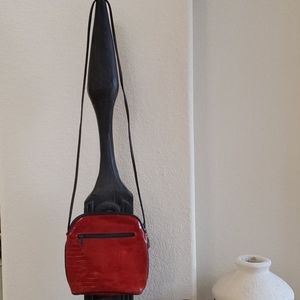 Vintage Donald J Pliner Red Croc Crossbody